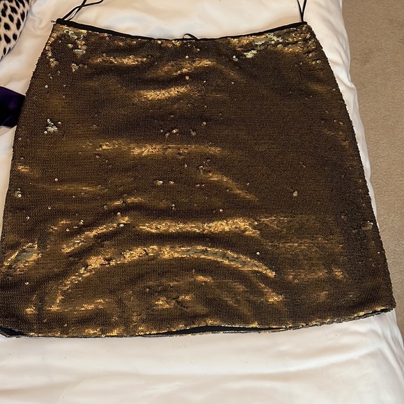Sequins mini skirt gold bronze size M - Picture 3 of 3